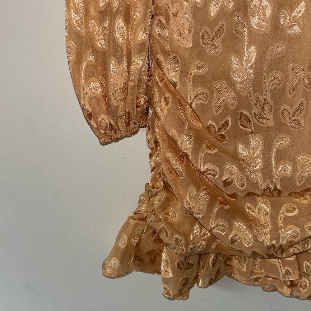 Graduation Dress Gold Floral Mini Dress Size 8 New with Tags - Picture 7 of 11